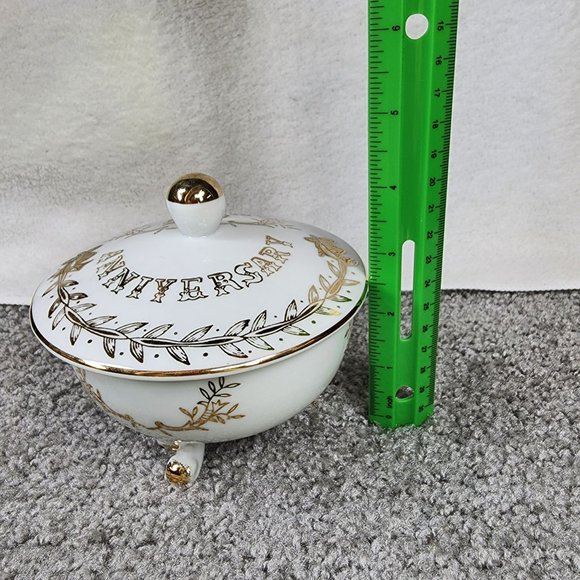 50th Anniversary Dish Trinket Box Candy Dish Lefton China Hand painted Japan - Picture 6 of 16